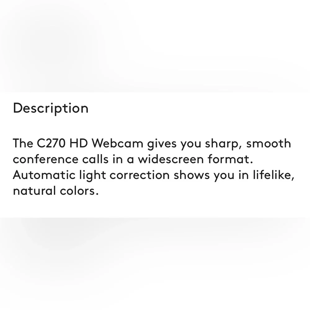 NIB C270 webcam Logitech camera computer MacBook tablet black new sealed